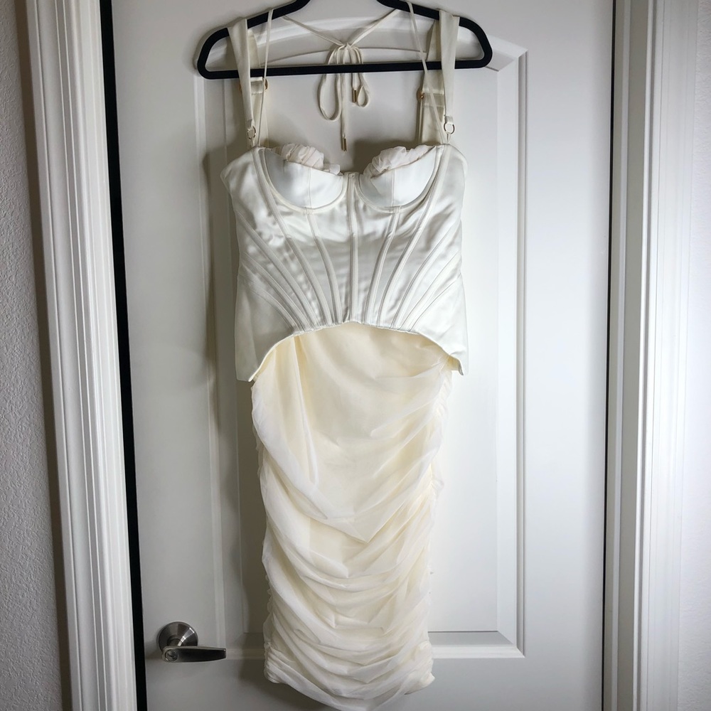 Talya Ivory Corset Midi Dress